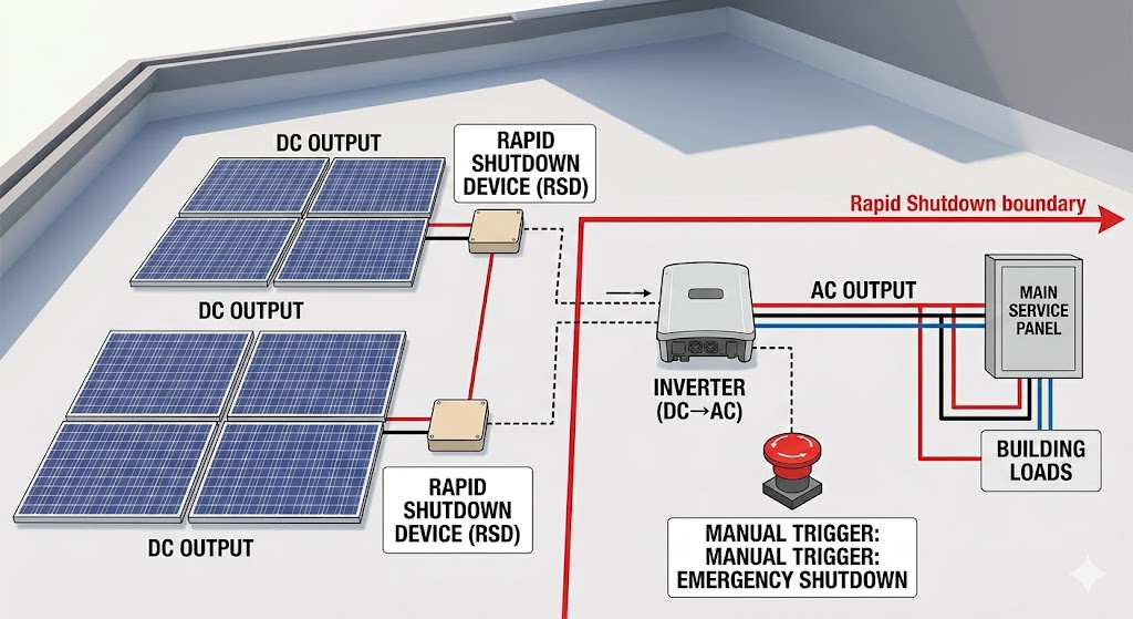 Solar fire risk mitigation