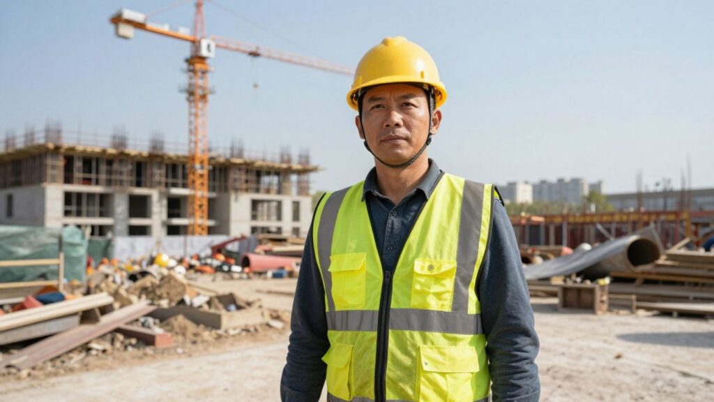 Construction worker Tung Ching Yew on a site.