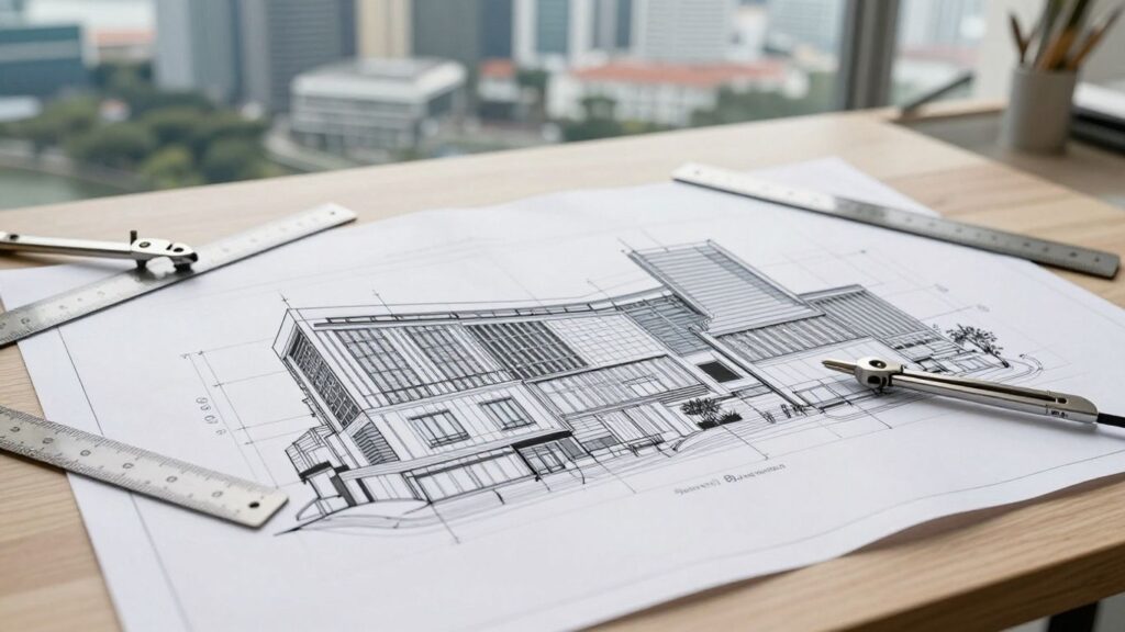 Singapore building plan submission for commercial and industrial businesses.