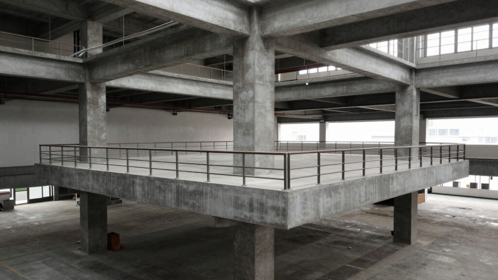 Mezzanine structure in a commercial or industrial unit.