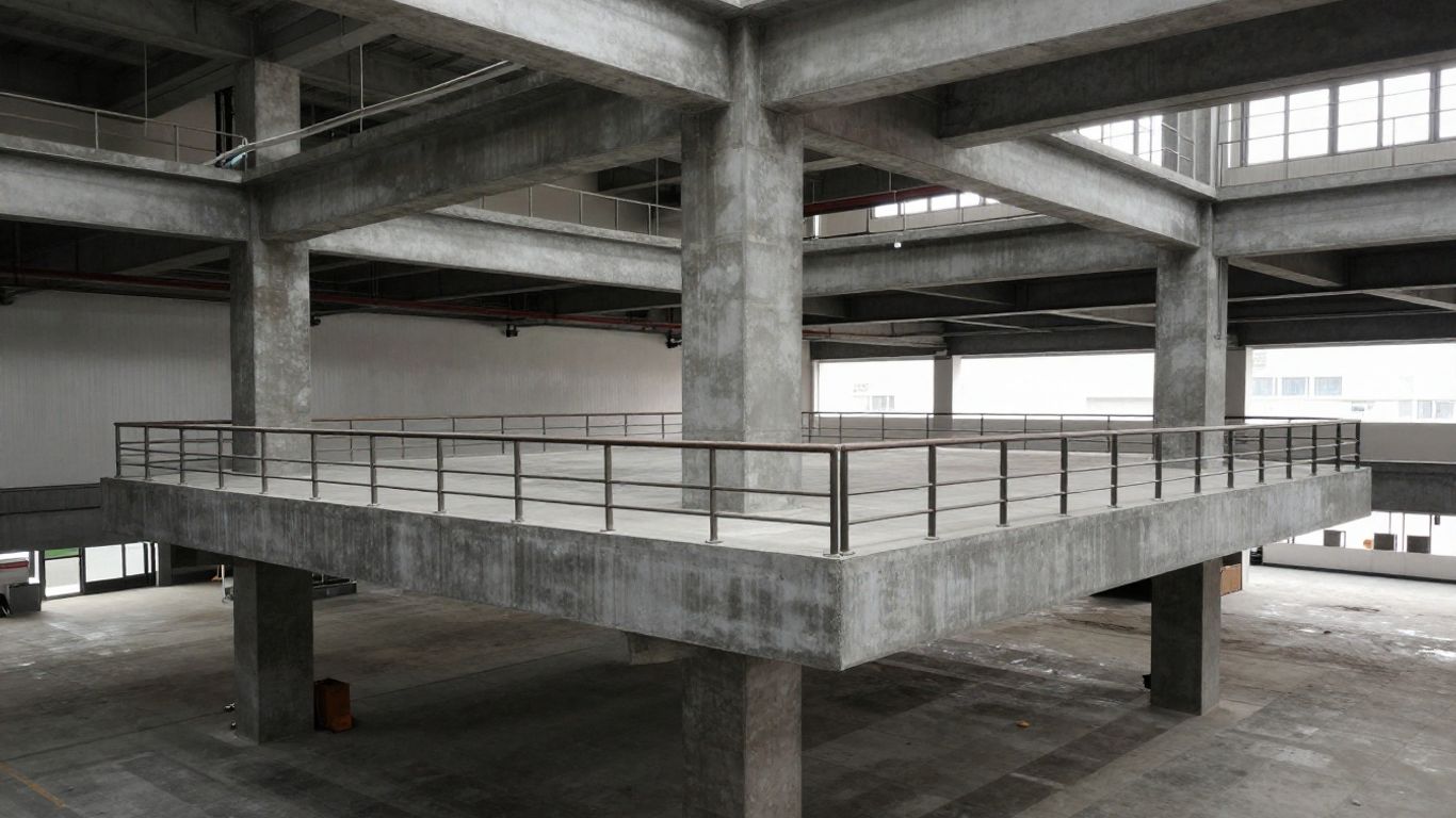 Mezzanine structure in a commercial or industrial unit.