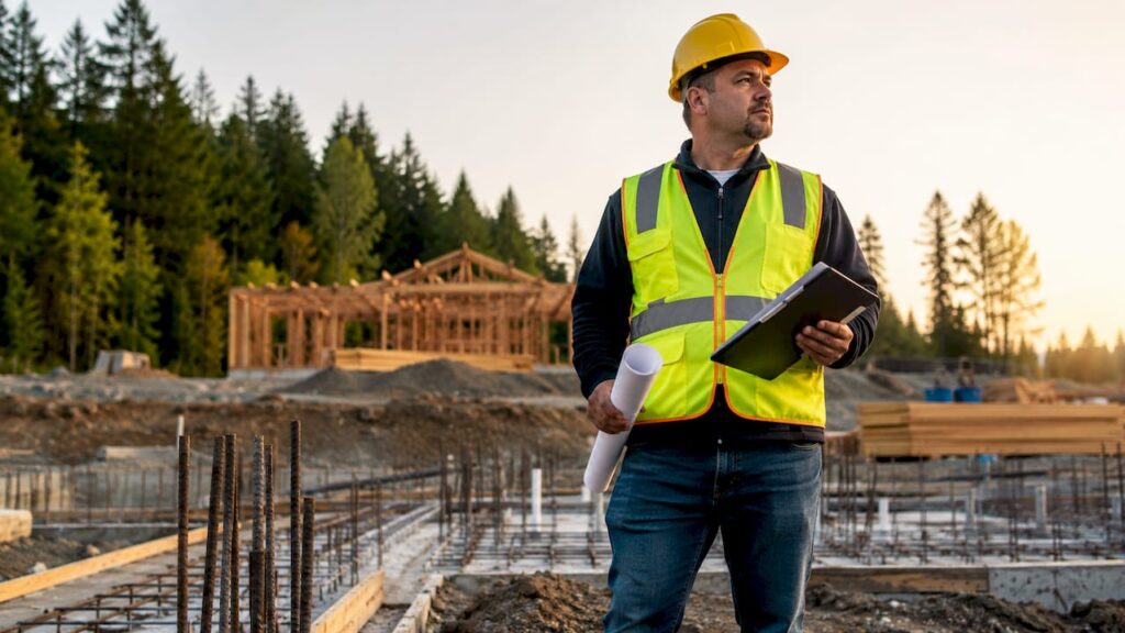 Project manager inspecting construction site