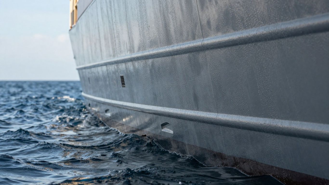 Ship hull with water, advanced marine engineering.