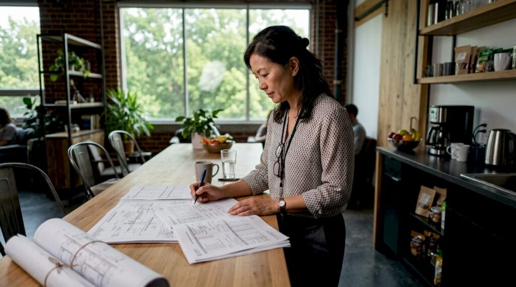 Engineer reviewing Singapore compliance documents