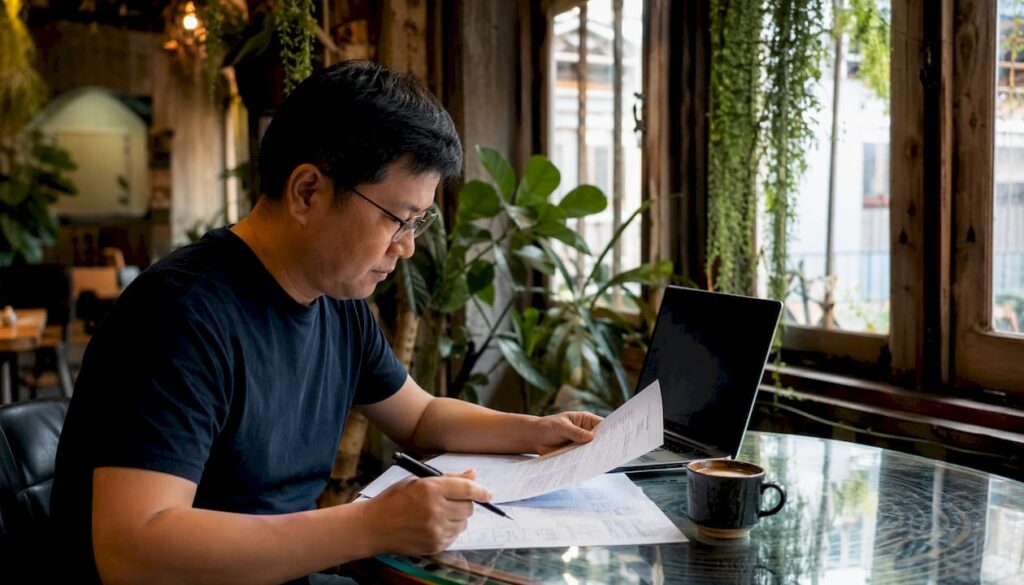 Developer reviewing URA submission documents