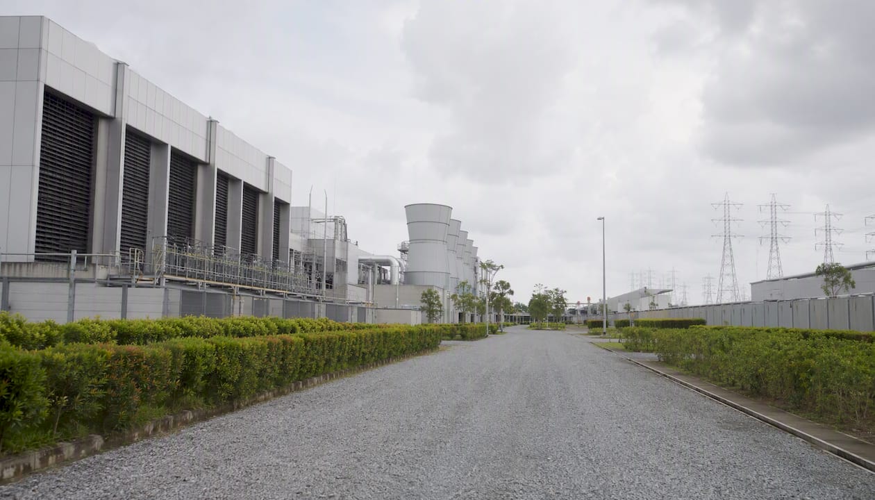 Modern data center exterior building