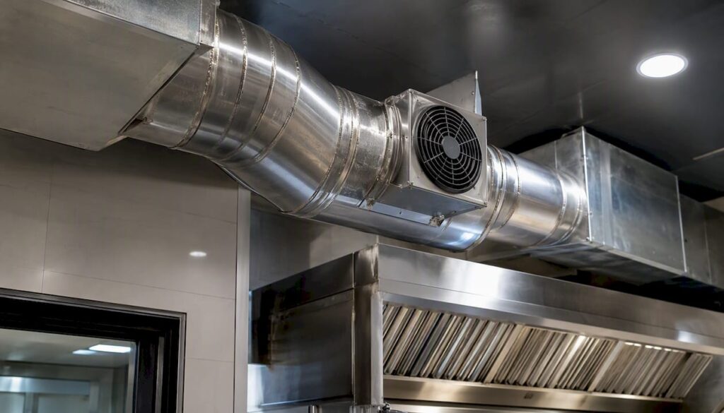 Commercial kitchen exhaust duct and fan installation