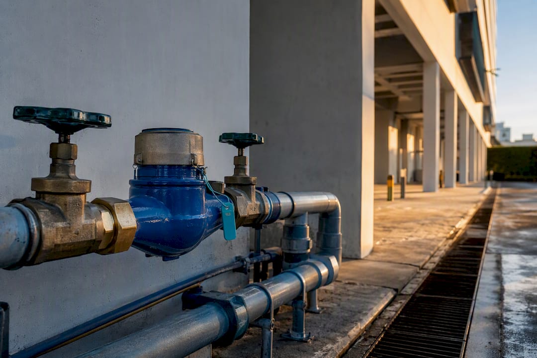 Commercial building water meter assembly