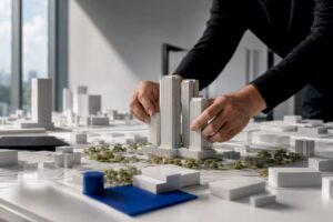 Singapore development massing model in planning studio