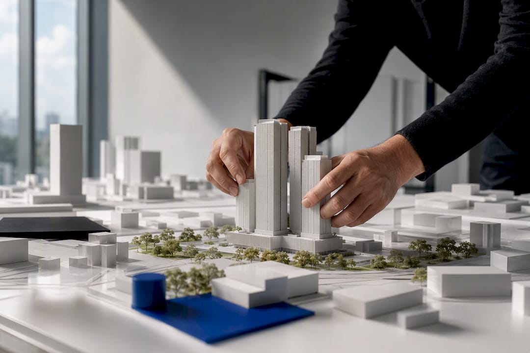 Singapore development massing model in planning studio