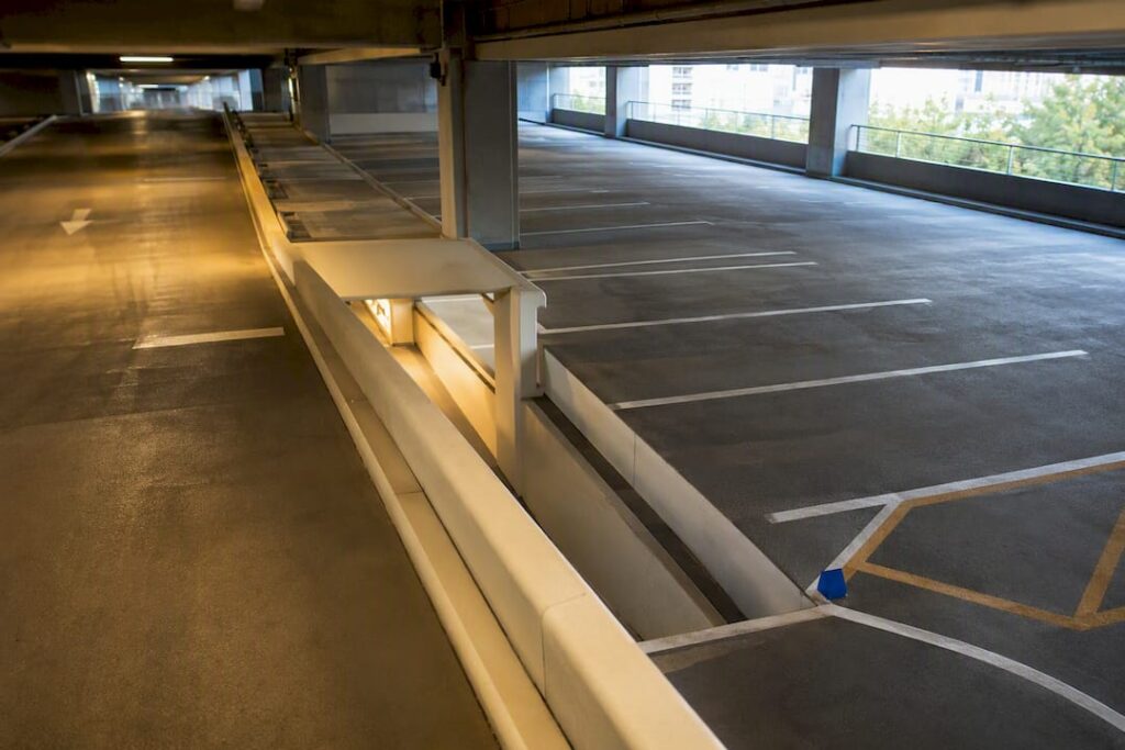 Marked parking bays and circulation aisles