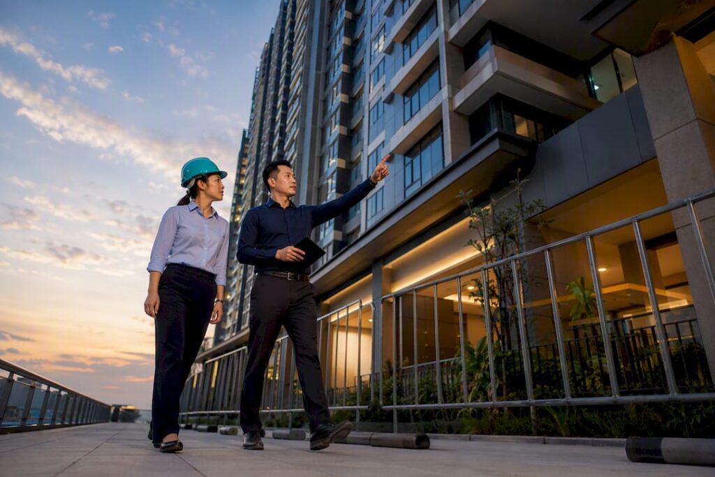 Consultants inspecting completed Singapore development
