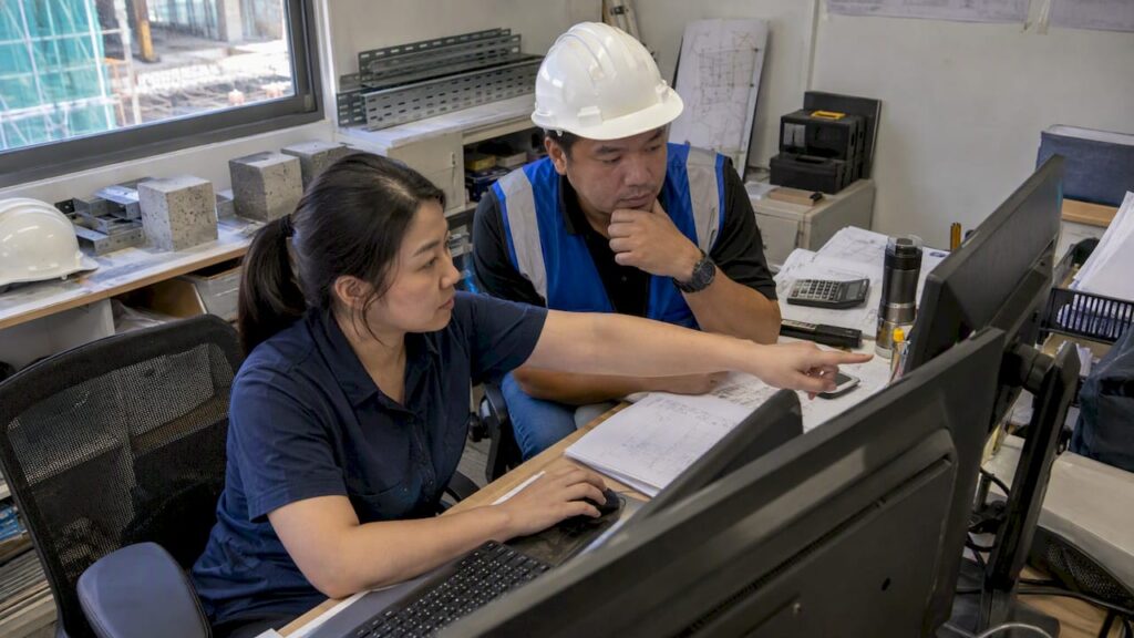Project team validating BIM quantities against estimate