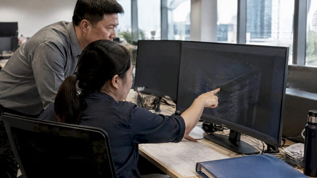 BIM coordinators reviewing federated model QA