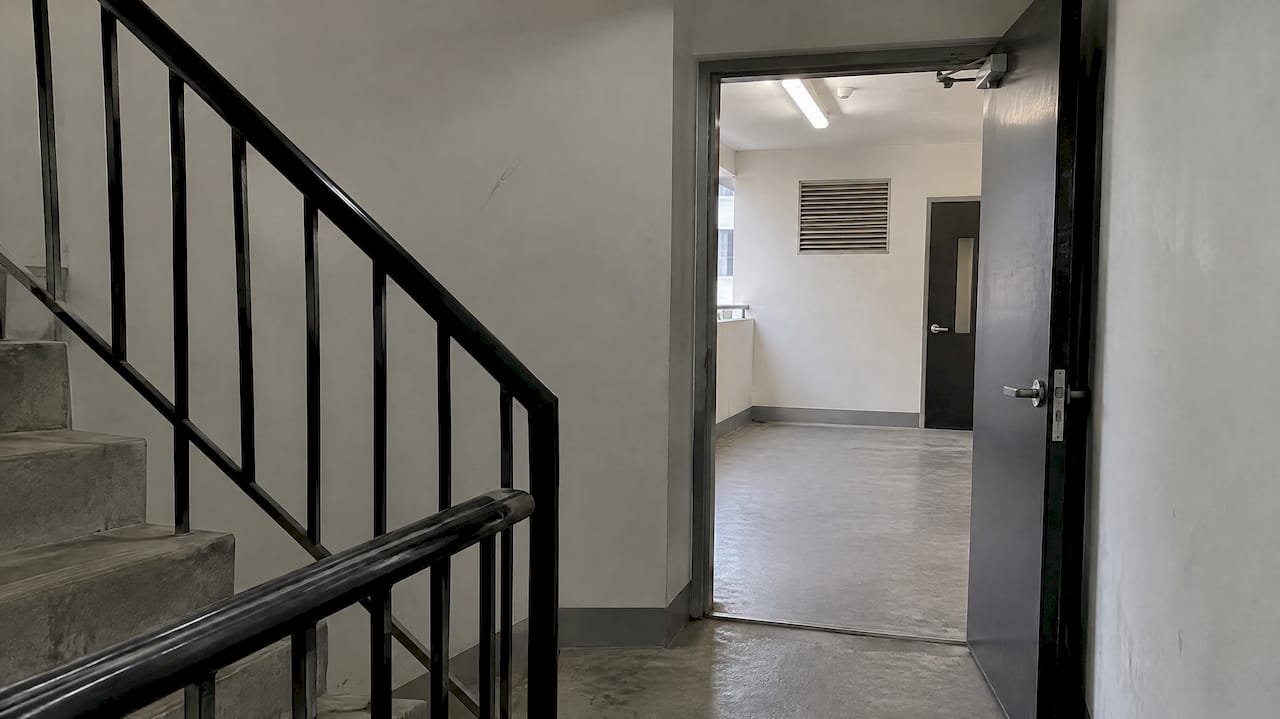 Open fire door at a Singapore exit staircase