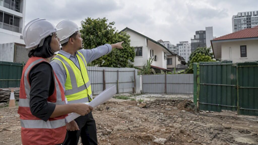 Consultants assess a Singapore development site